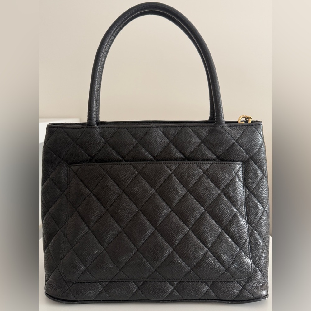 Vintage CHANEL Quilted Caviar Medallion Tote in Black w/Gold Hardware - Picture 2 of 16